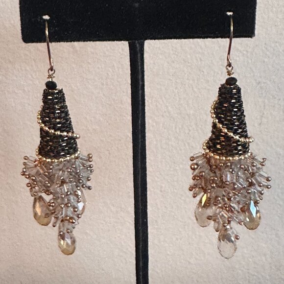 Crystal and beaded earrings. For pierced ears. - Picture 6 of 6